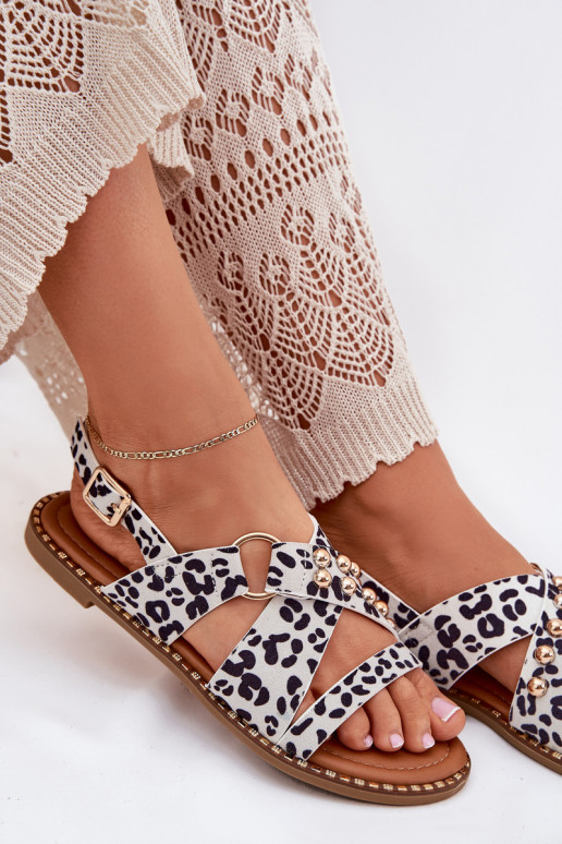 Pealistesandaalid laiade nööridega Ze Kuldset värvimi Pealastud Valget-msuud Zanira