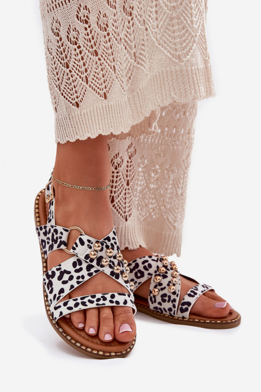 Pealistesandaalid laiade nööridega Ze Kuldset värvimi Pealastud Valget-msuud Zanira