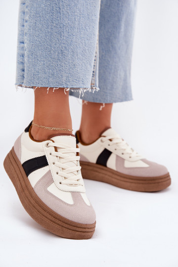 Sneakers tüüpi jalanõud Pealiste omad platvormiga beeži värvi Dovina
