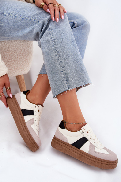 Sneakers tüüpi jalanõud Pealiste omad platvormiga beeži värvi Dovina