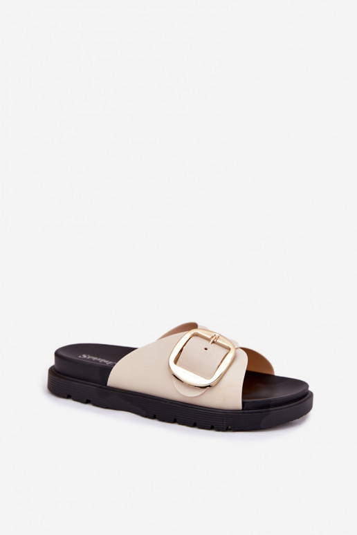 naiste plätud platvormiga Kuldse pandlaga beeži värvi Jovira