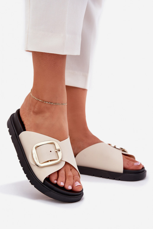 naiste plätud platvormiga Kuldse pandlaga beeži värvi Jovira