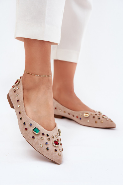 Baleriinad Pealiste omad Kaunistustega Kryształkami beeži värvi Valena