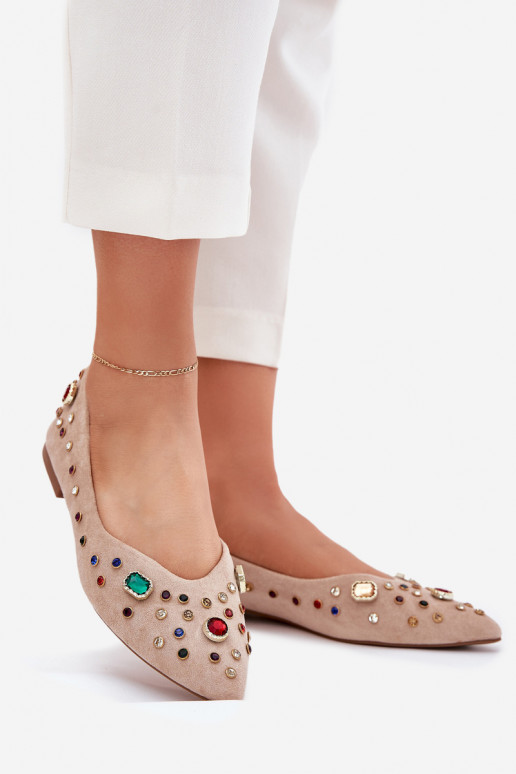 Baleriinad Pealiste omad Kaunistustega Kryształkami beeži värvi Valena