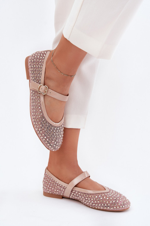 Kaunistustega Baleriinad Pealiste omad rihmadega I neetide ja pandlaga beeži värvi Avirae