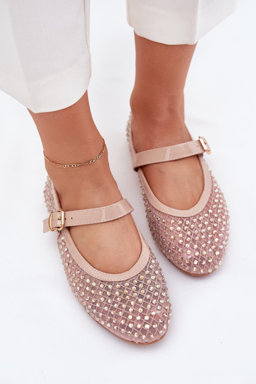 Kaunistustega Baleriinad Pealiste omad rihmadega I neetide ja pandlaga beeži värvi Avirae