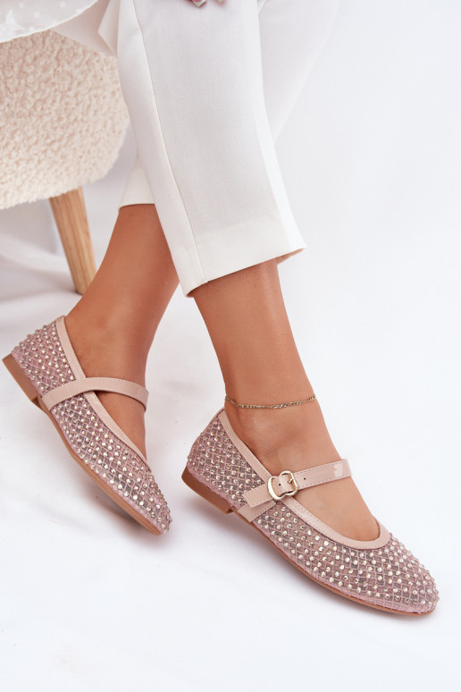 Kaunistustega Baleriinad Pealiste omad rihmadega I neetide ja pandlaga beeži värvi Avirae