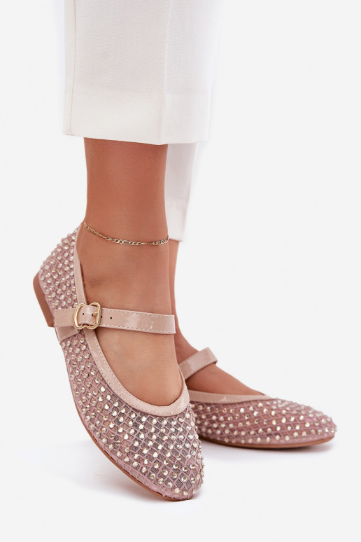 Kaunistustega Baleriinad Pealiste omad rihmadega I neetide ja pandlaga beeži värvi Avirae