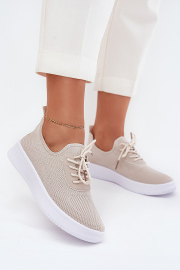 Riidest Slip-on spordijalatsid platvormiga Pealiste omad beeži värvi Kalyra