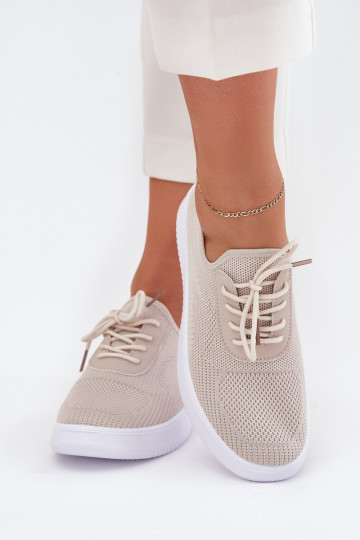 Riidest Slip-on spordijalatsid platvormiga Pealiste omad beeži värvi Kalyra 2