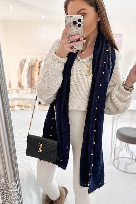 Meresinine rätik kuldsete helmestega...