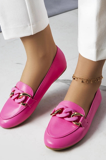 Mamie Pink Chain Moccassins