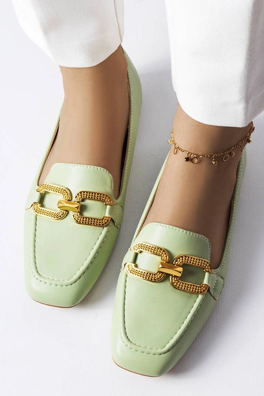 Rousseau pandlaga rohelised mokassiinid