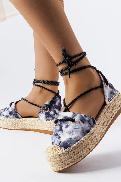 Black Duffet Lace-Up Platform...