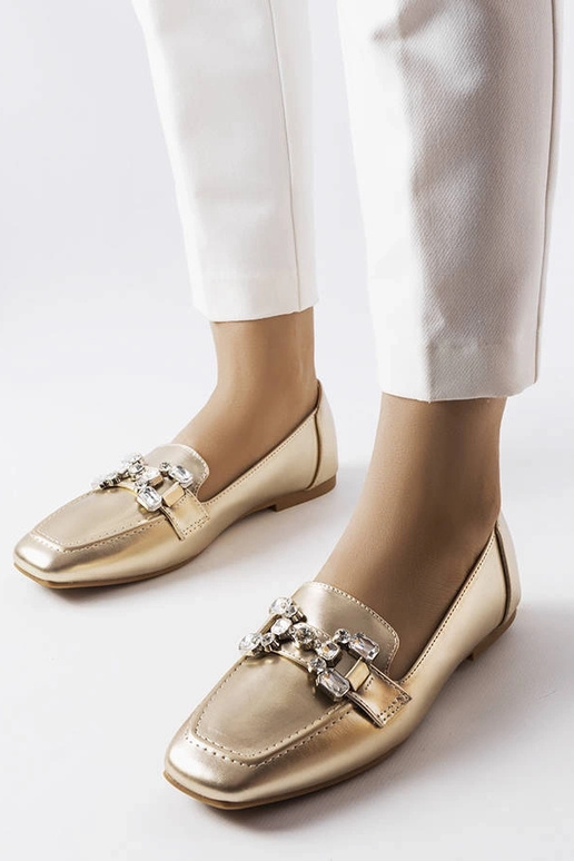 Kuldsed mokassiinid tsirkoonidega...