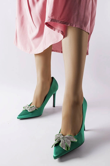 Mia Green Satin Bow kõrge kontsaga 2