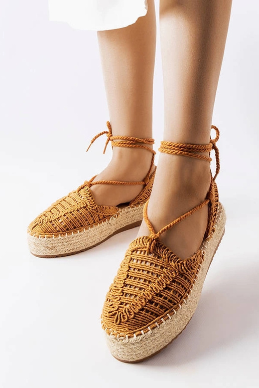 Camel Lace-Up Espadrilles Partenia