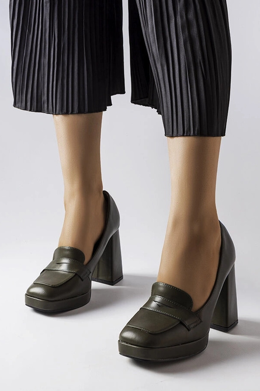 Tumerohelised pumbad kõrge kontsaga Inès