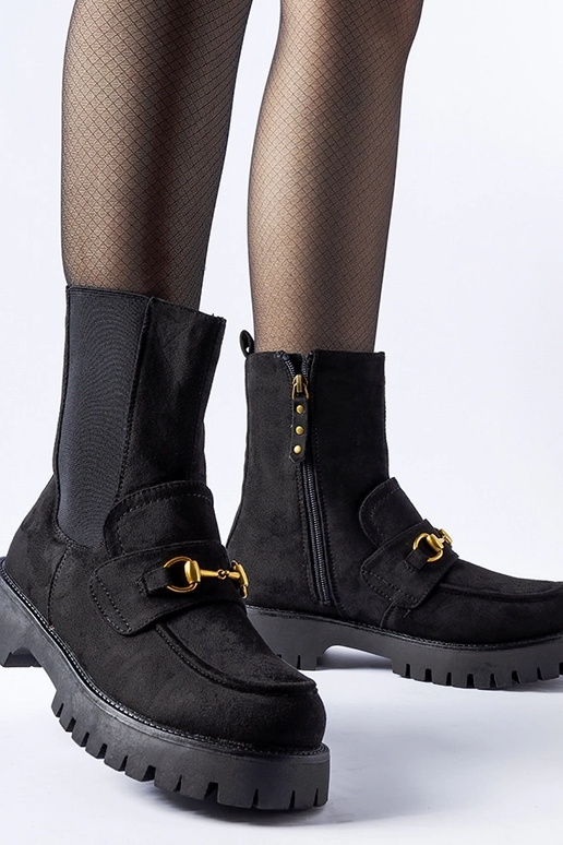 Mustad isoleeritud, lukuga poolsaapad