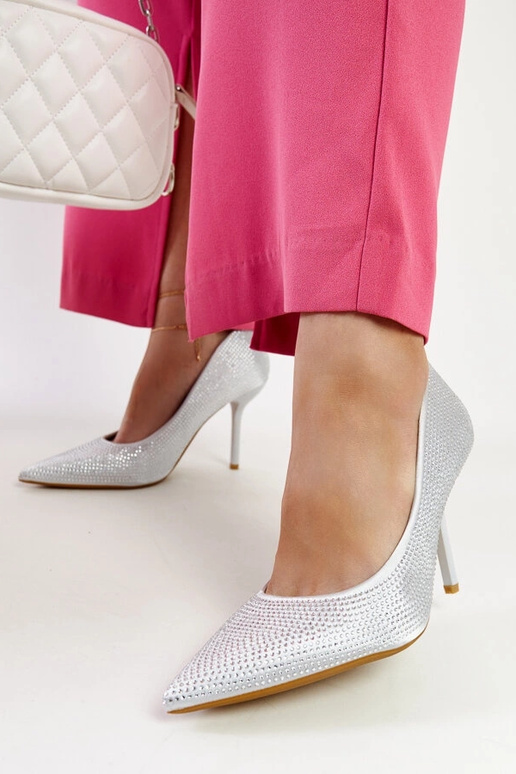 Hõbedased Liena kõrge kontsaga pumbad