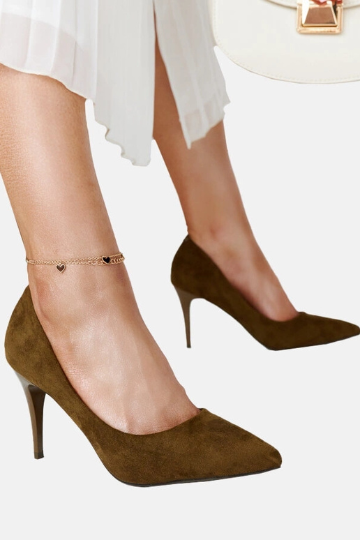 Tumedrohelised kontsad nahkvoodriga...