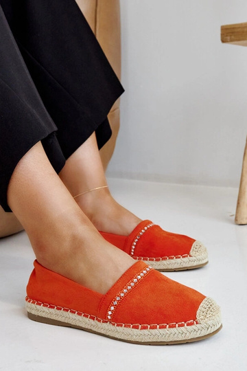 Oranžid espadrillid tsirkoonidega Abia