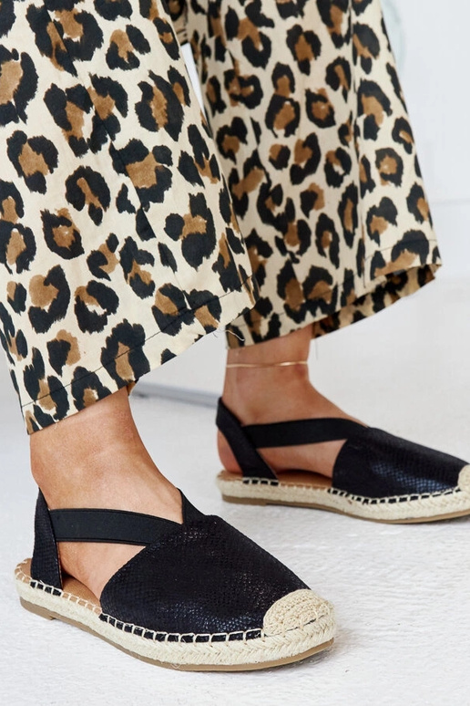 Tharni mustad avatud varbaga espadrillid