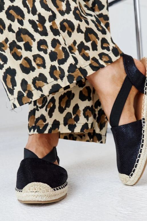 Tharni mustad avatud varbaga espadrillid