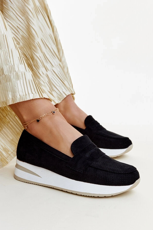 Mustad perforeeritud Muna kingad