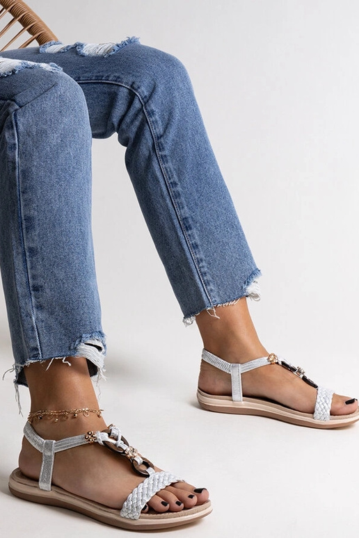 Hõbedast punutud sandaalid Izodora