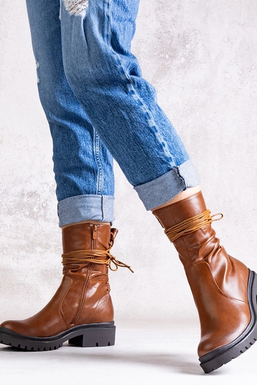 Pruunid saapad öko-nahast Sahera