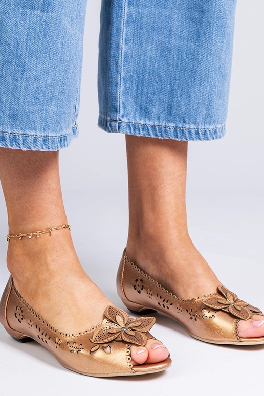 Kuldne avatud varbaga baleriinid Ursull