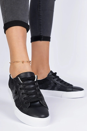Mustad sneakerid loomamustriga, kaunistatud sädelusega Walorin