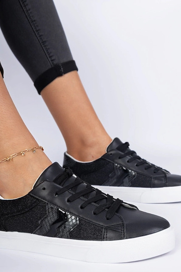 Mustad sneakerid loomamustriga, kaunistatud sädelusega Walorin 2