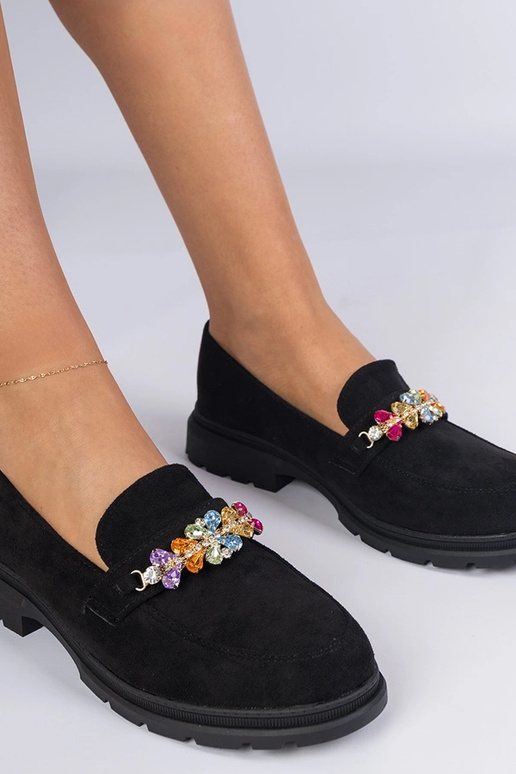 Mustad naiste mokassiinid kaunistatud...