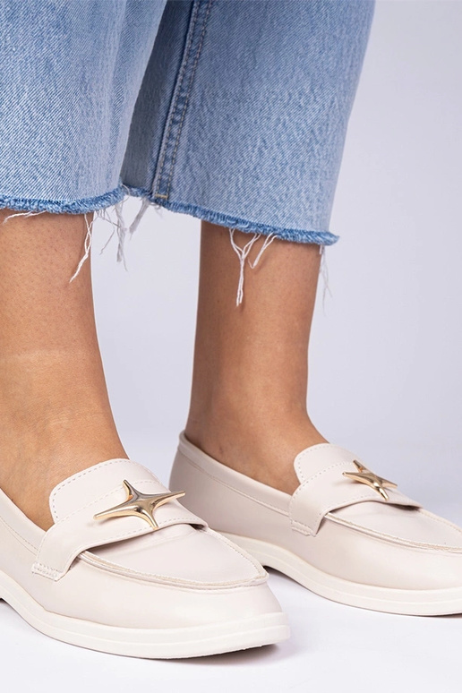 Beežid naiste mokasiinid kuldse...