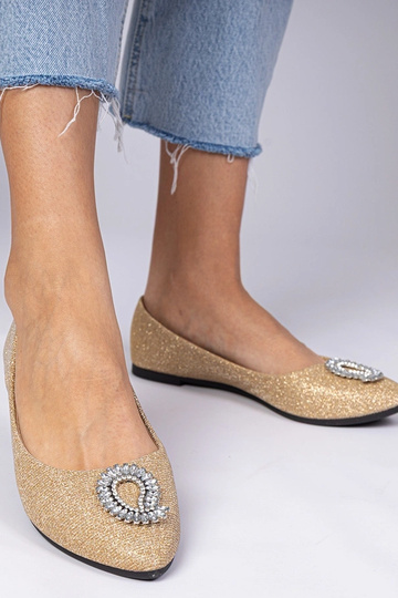 Kuldne naiste glitter ballerinad tsirkooniatega Ellada 2