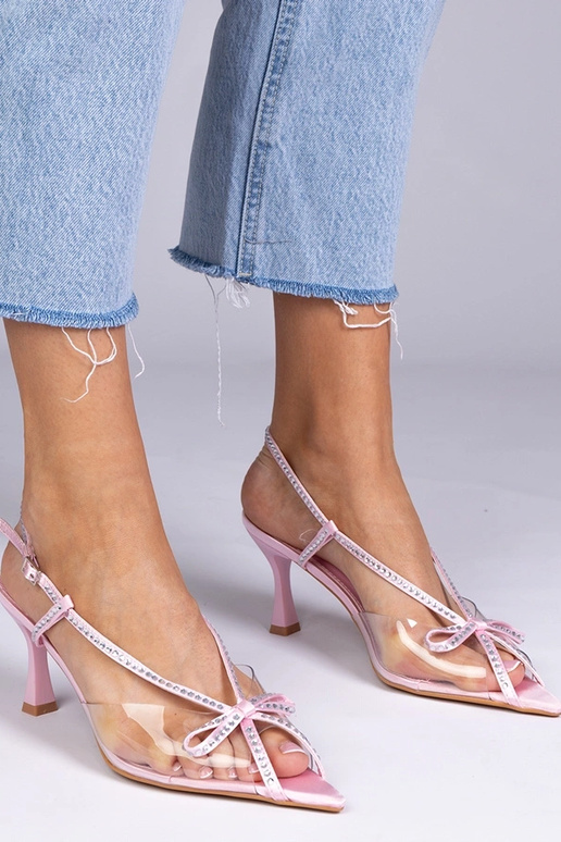 Roosa läbipaistev sandaal kontsaga,...
