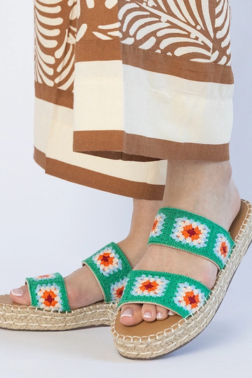 Rohelised espadrillide stiilis sussid broderi, „Lelis"