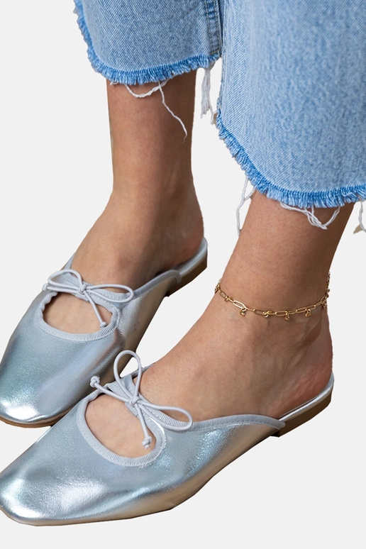 Hõbedased suletud sussid siledal...