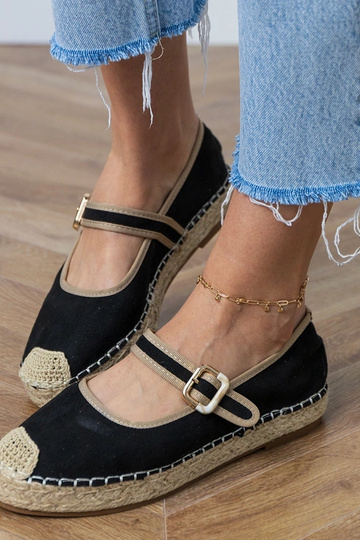 Mustad espadrillid dekoratiivse klambriga Pilata 2