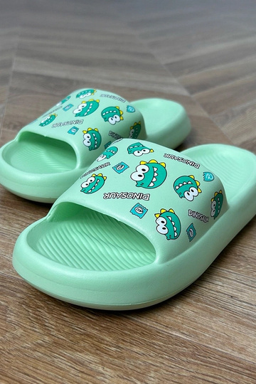 Rohelised laste plätud mustritega Dinos