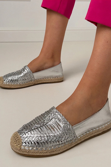 Hõbedased avatud espadrillid platvormil Zelvira