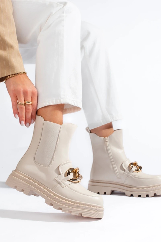 Pealiste saapad platvormiga beeži värvi