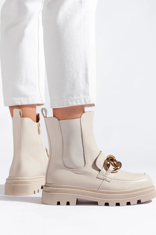 Pealiste saapad platvormiga beeži värvi