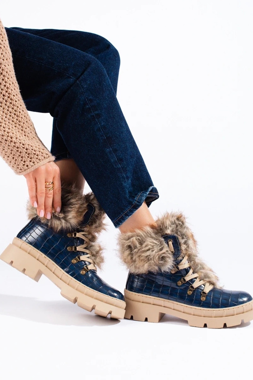 jalanõud naiste omad karusnahaga sinine