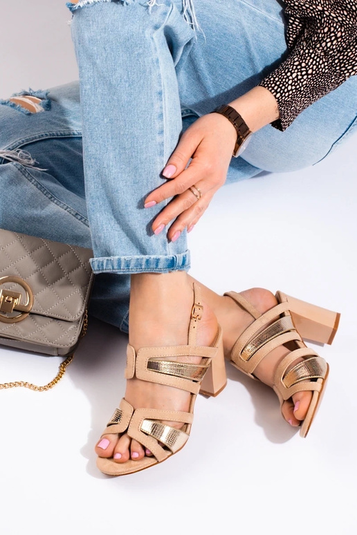 sandaalid  kõrge kontsaga beež- Vineza