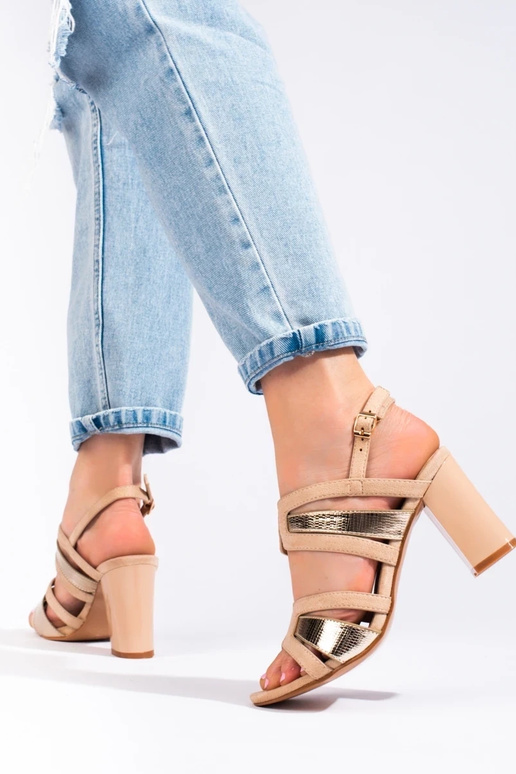 sandaalid  kõrge kontsaga beež- Vineza