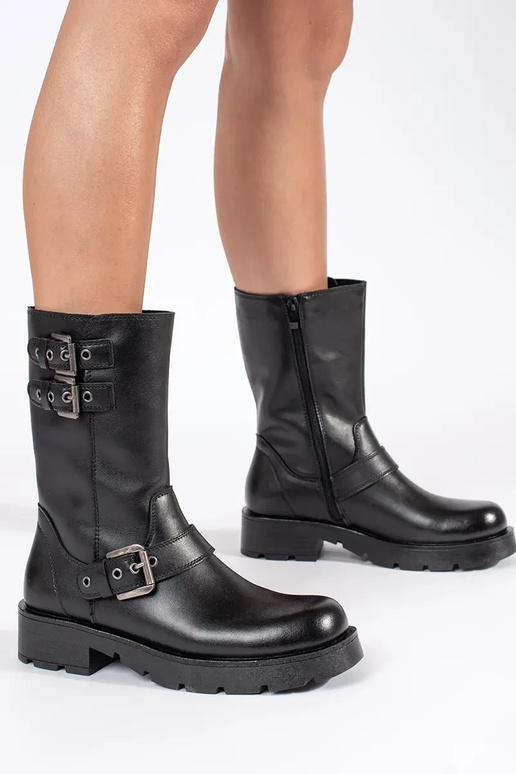 Mustad nahast naiste platvormkingad...