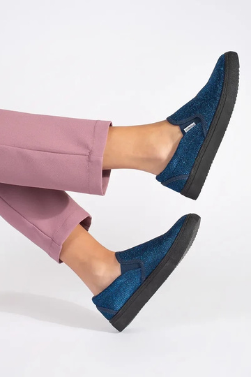 Sinine läikiv slip-on kingad 2